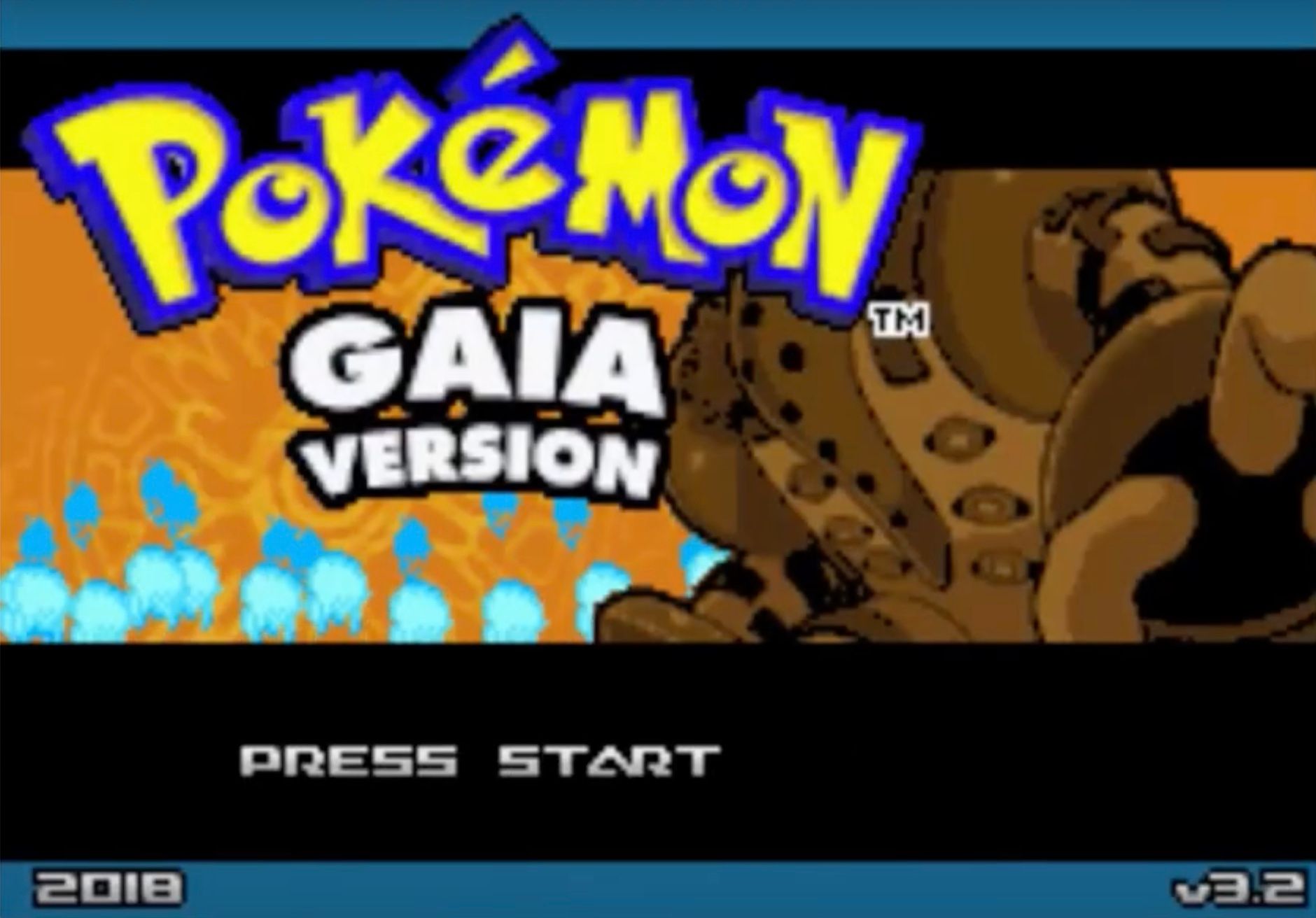 The title screen for the Pokémon Gaia ROM hack.