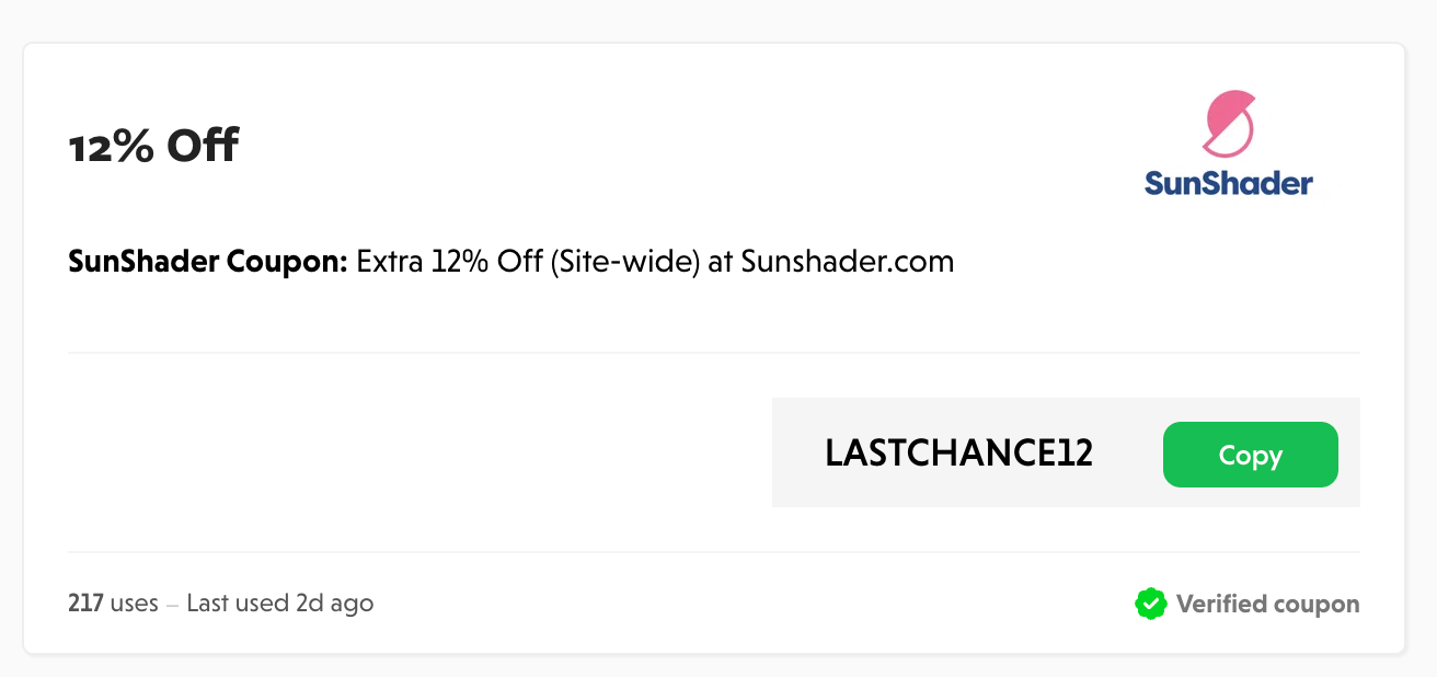 A coupon code for 12 percent off on an online store.