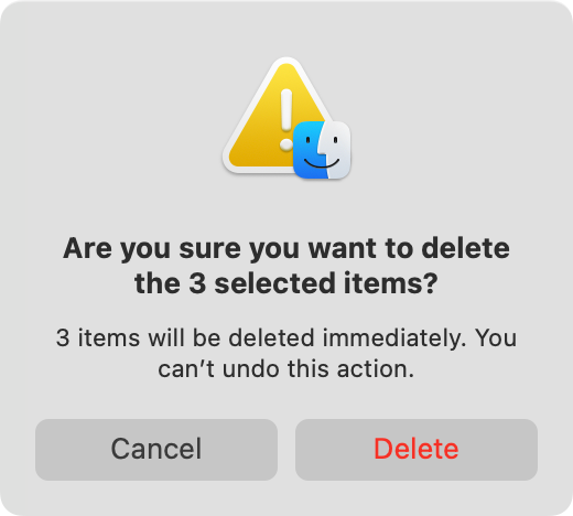 Skipping the Trash when deleting files on Mac.