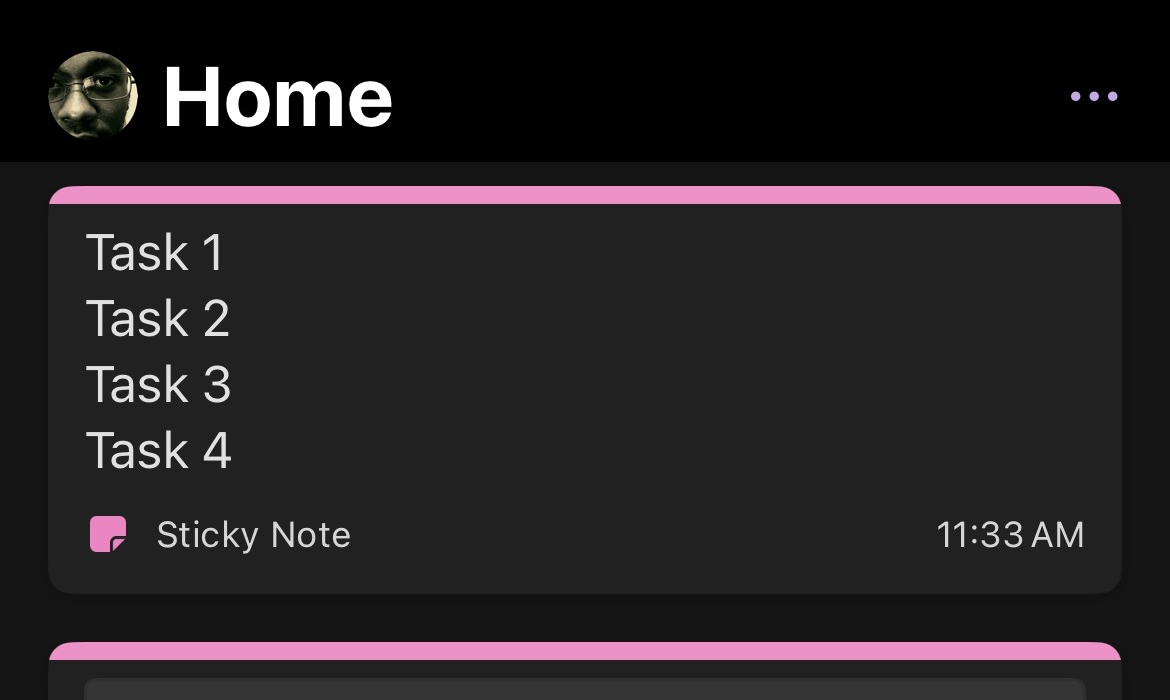 Sticky notes in the OneNote app on iPhone.