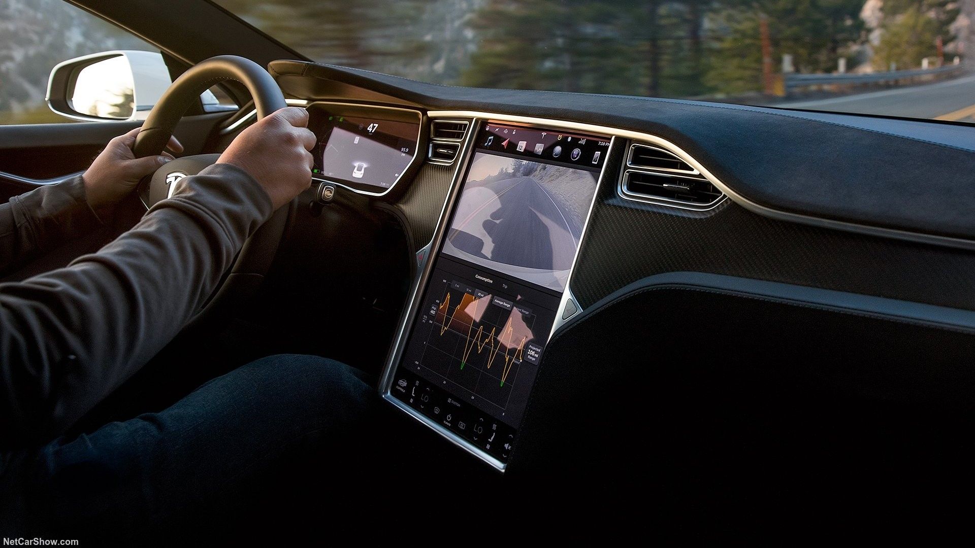 Interior shot of a 2017 Tesla Model S