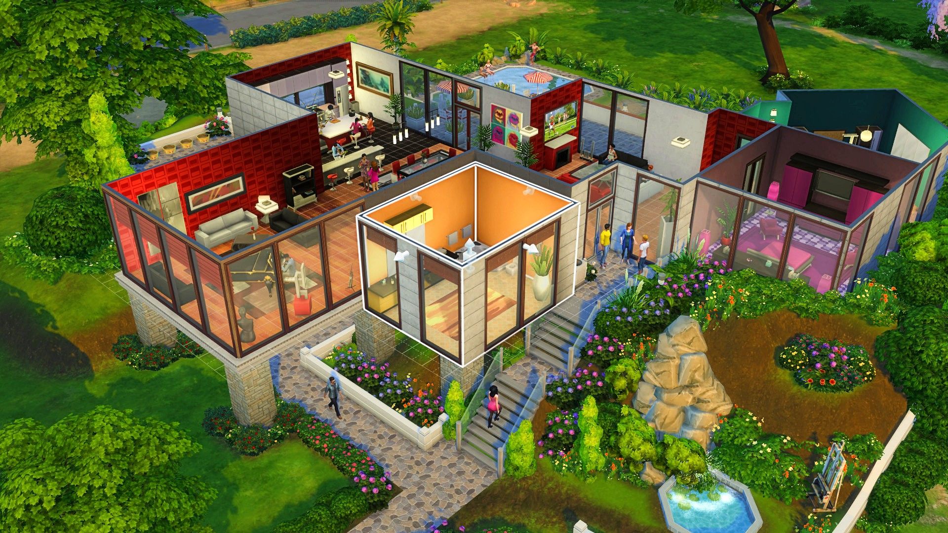 The sims 4 a house being expanded in building mode-2