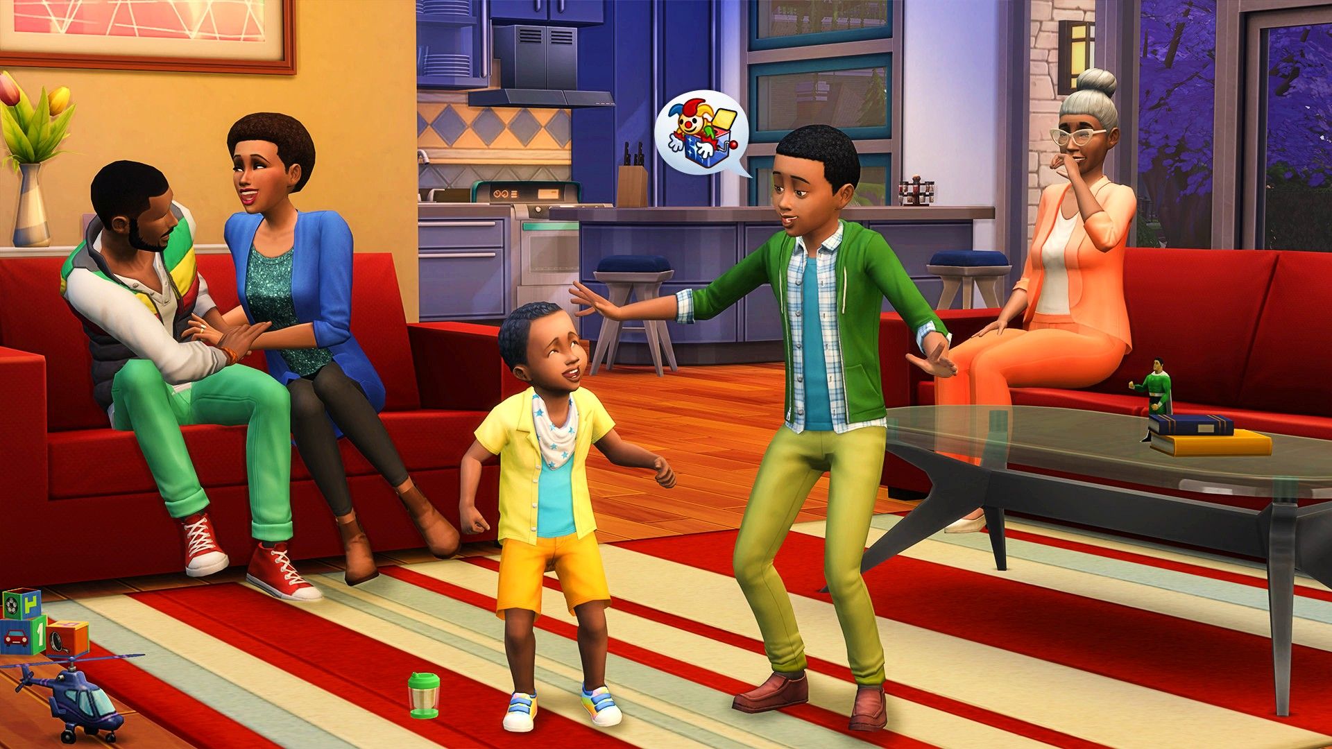 The sims 4 family in living room playing around-2