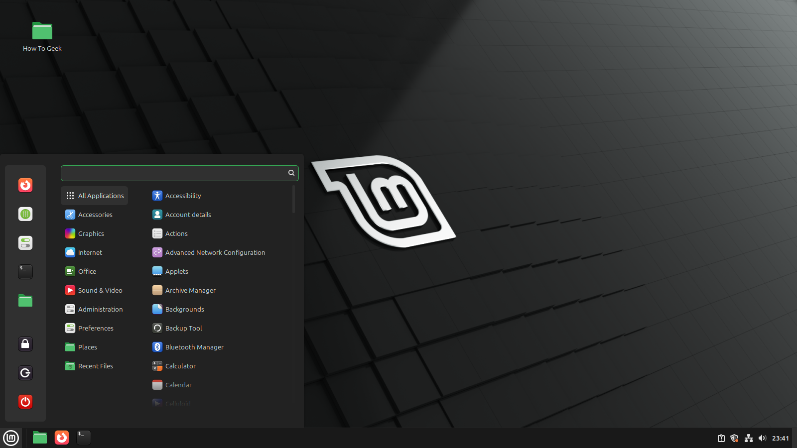 Linux Mint Application menu.