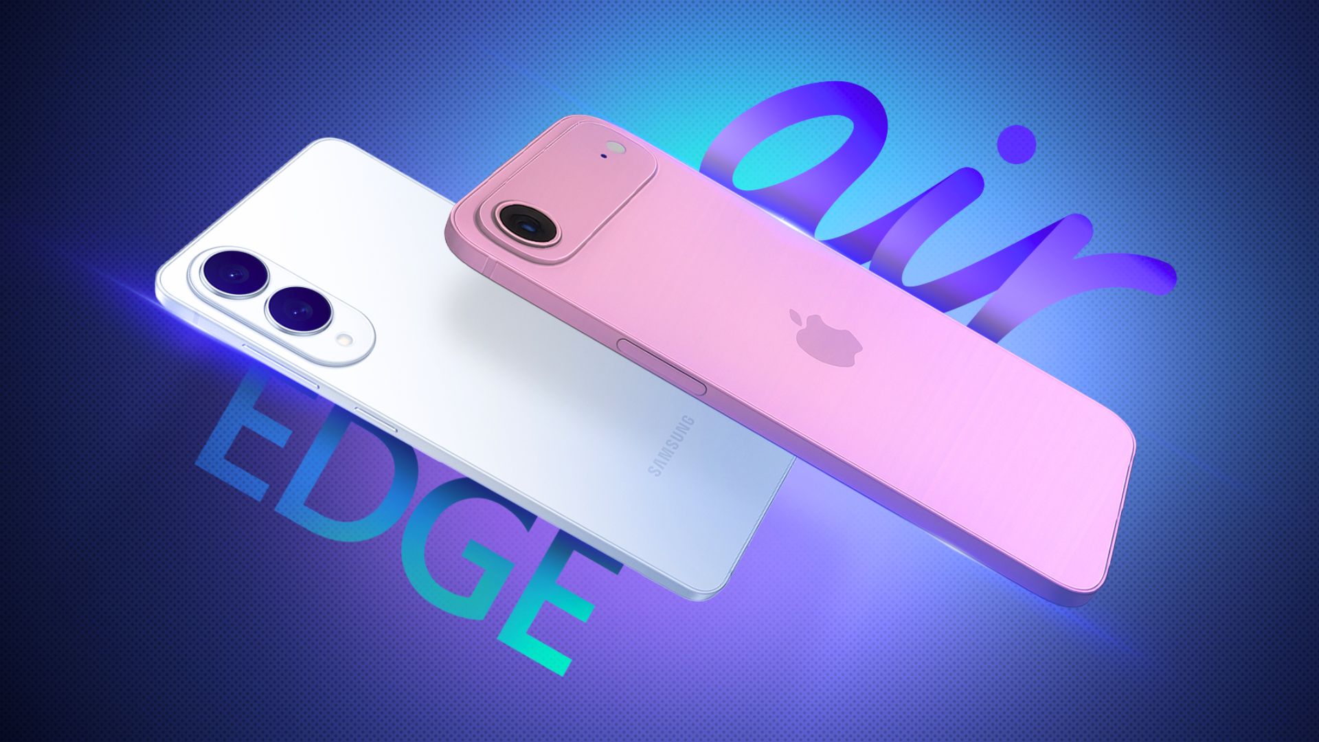 An iPhone 17 Air next to an S25 Edge on a gradient background.