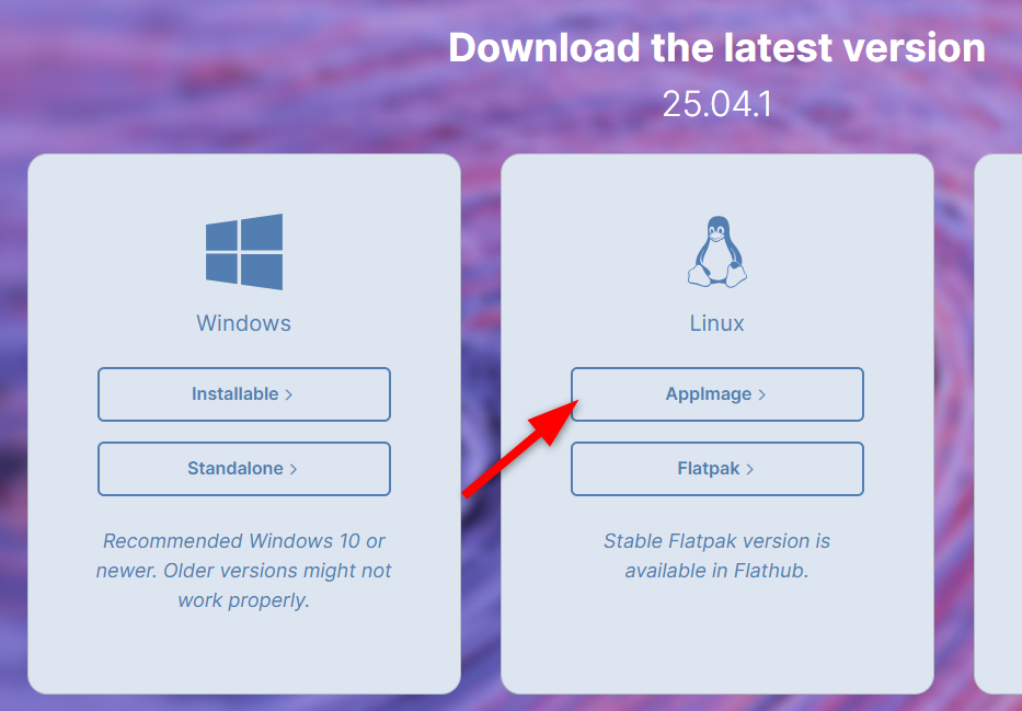 Downloading the latest AppImage of Kdenlive.