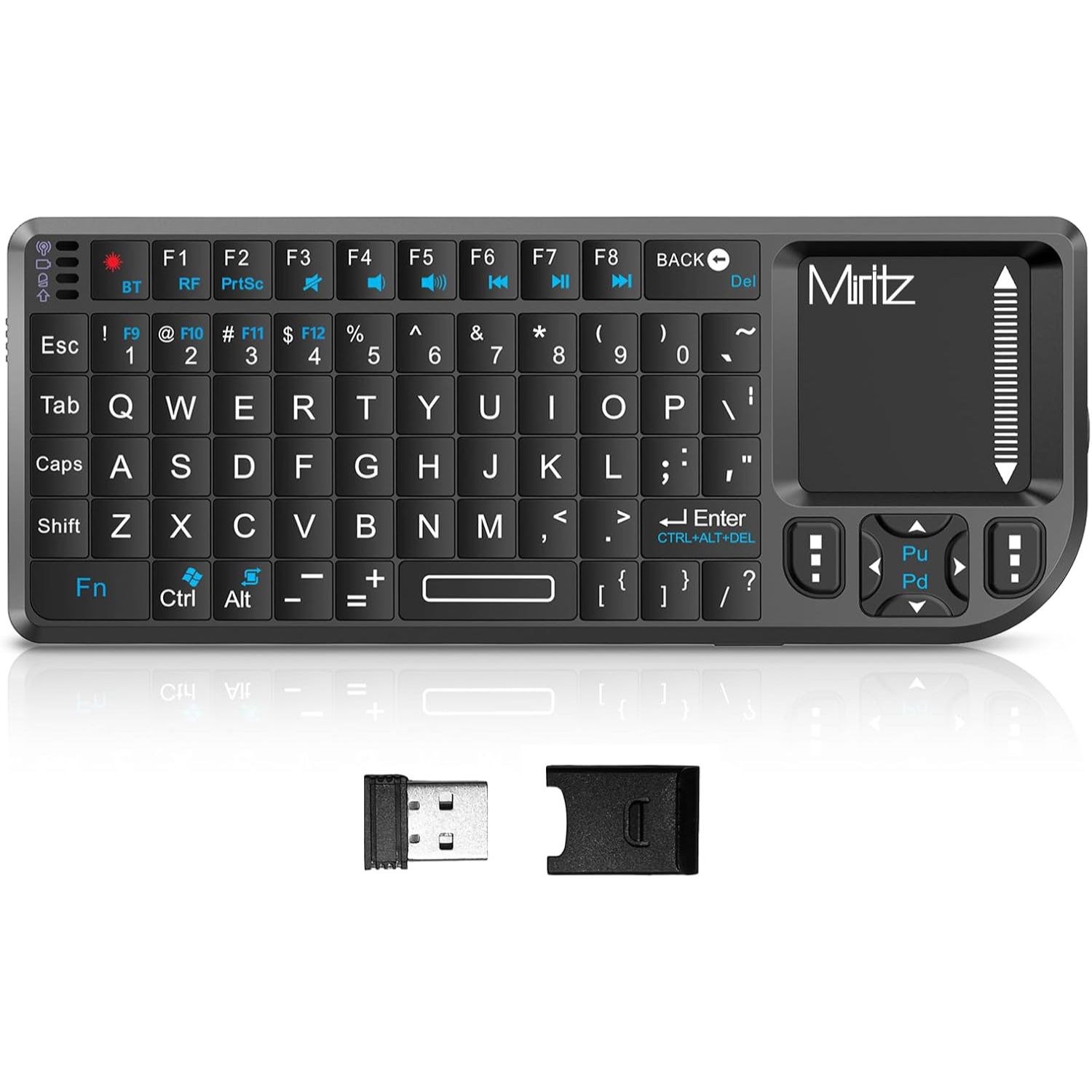 Миниатюрная ультратонкая Bluetooth-клавиатура Miritz с тачпадом.