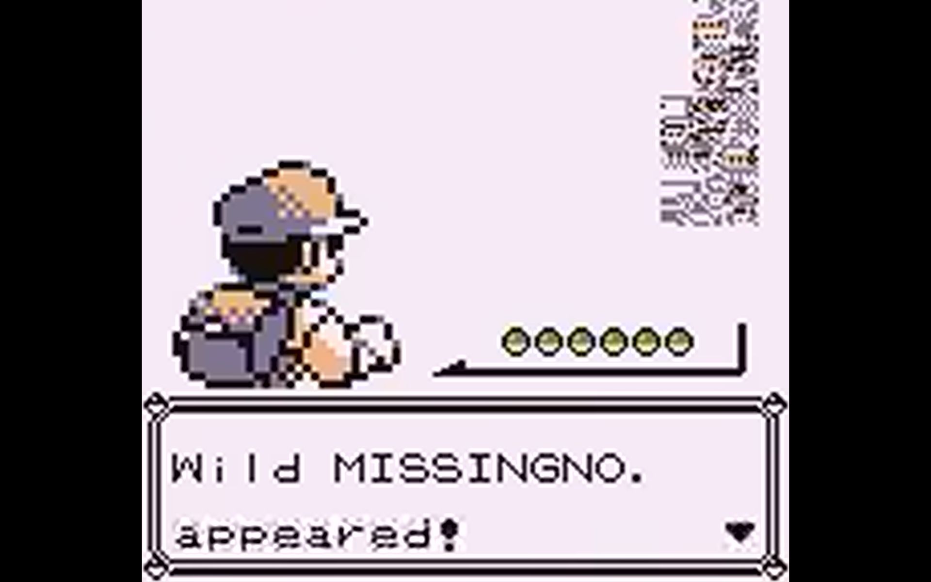 A battle against MissingNo in Pokemon Red and Blue.