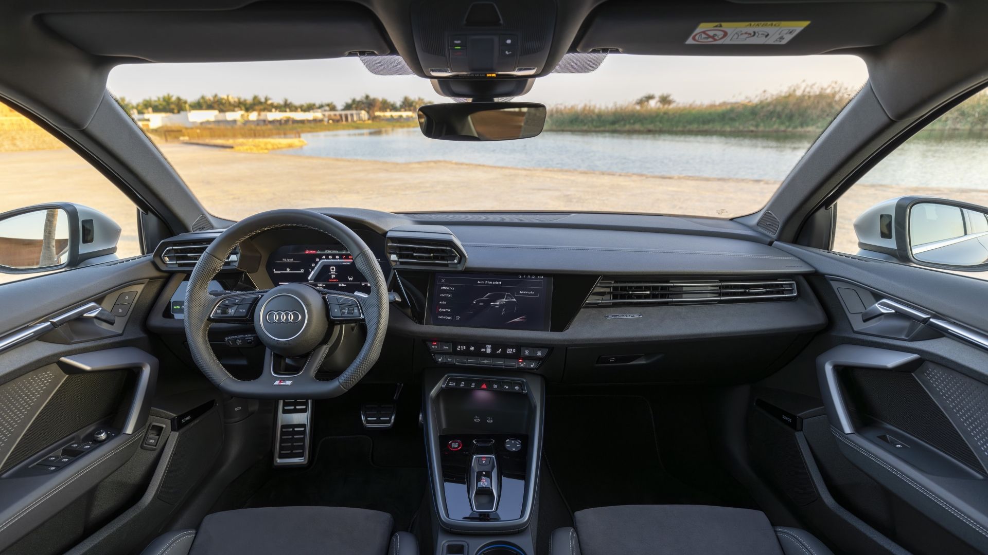 Interior shot of the dashboard in a 2025 Audi S3