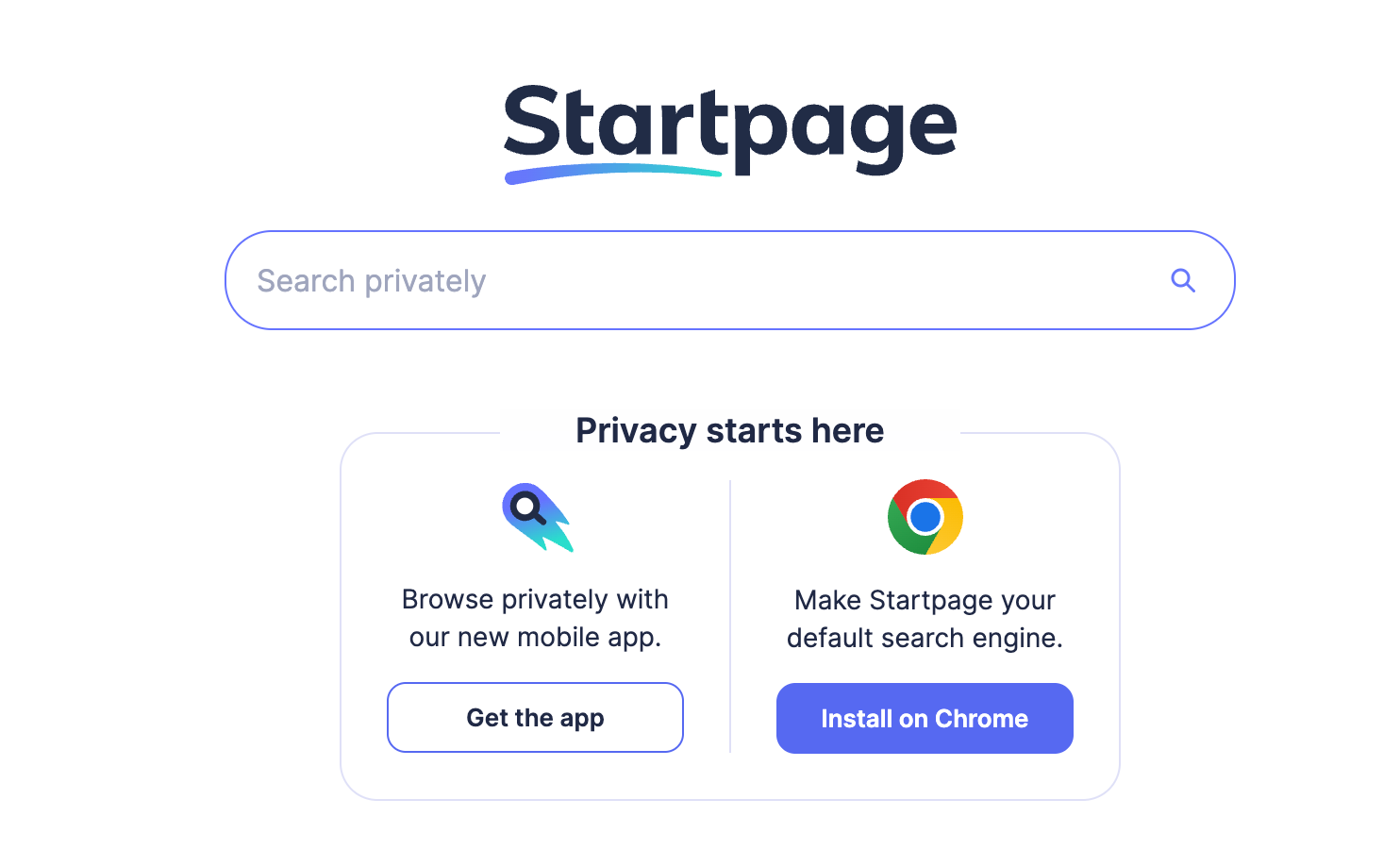 Startpage home page.