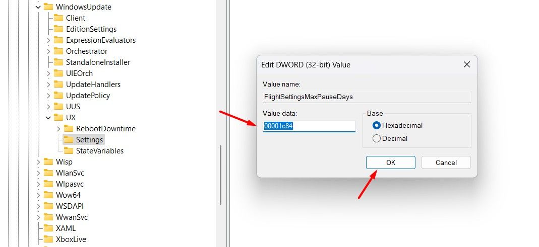Value Data field in the Registry Editor.