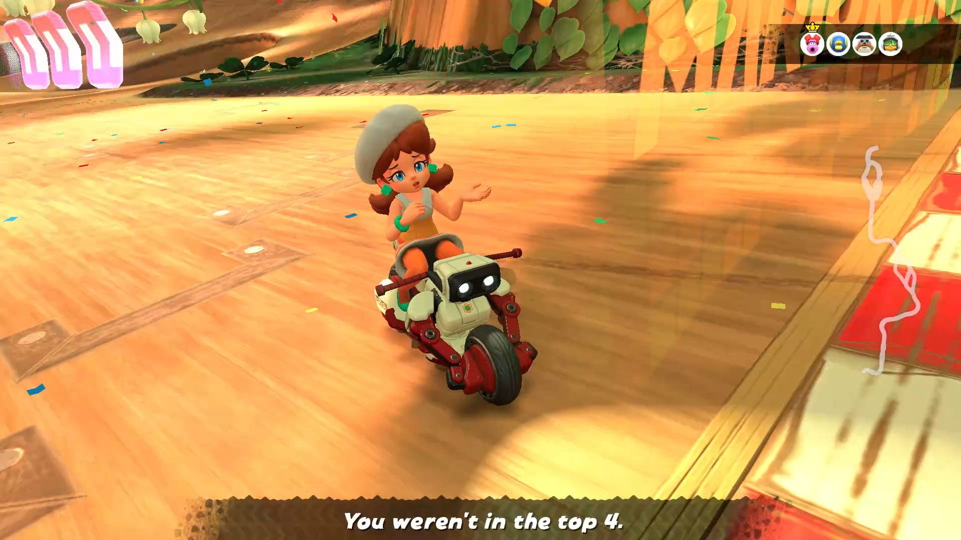 Daisy losing a Knockout Tour in Mario Kart World.