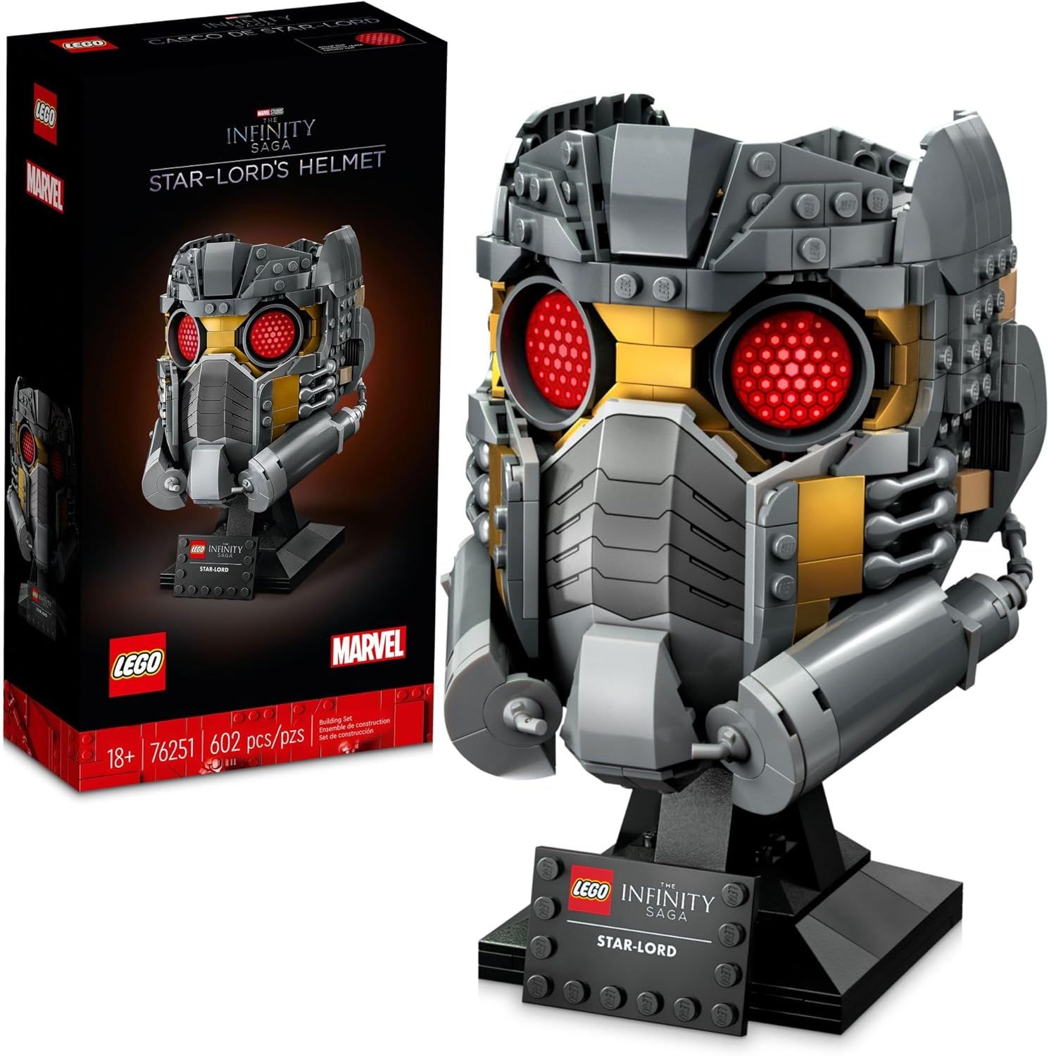 A LEGO kit of Star Lord's helmet from the MCU.