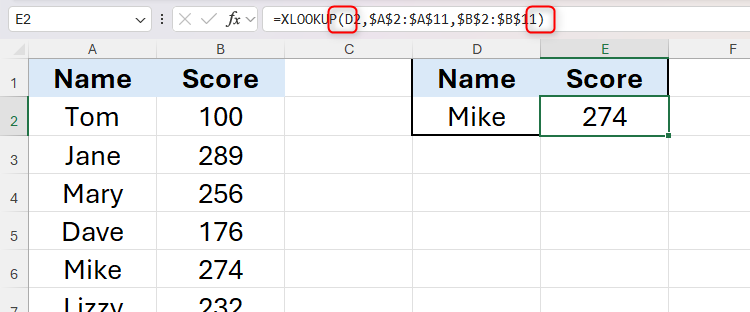 He tells Excel that he wants to perform a search using the Xlookup function, and the relevant parameters will follow the initial parenthesis. Once you have finished writing the arguments, the formula will complete with a closing parenthesis: