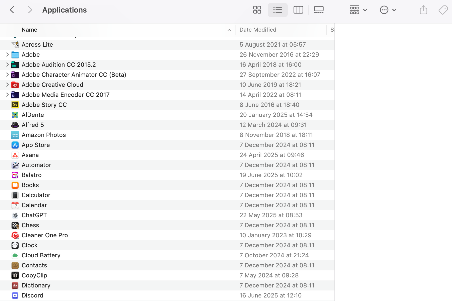 Applications in the Applications folder on Mac.