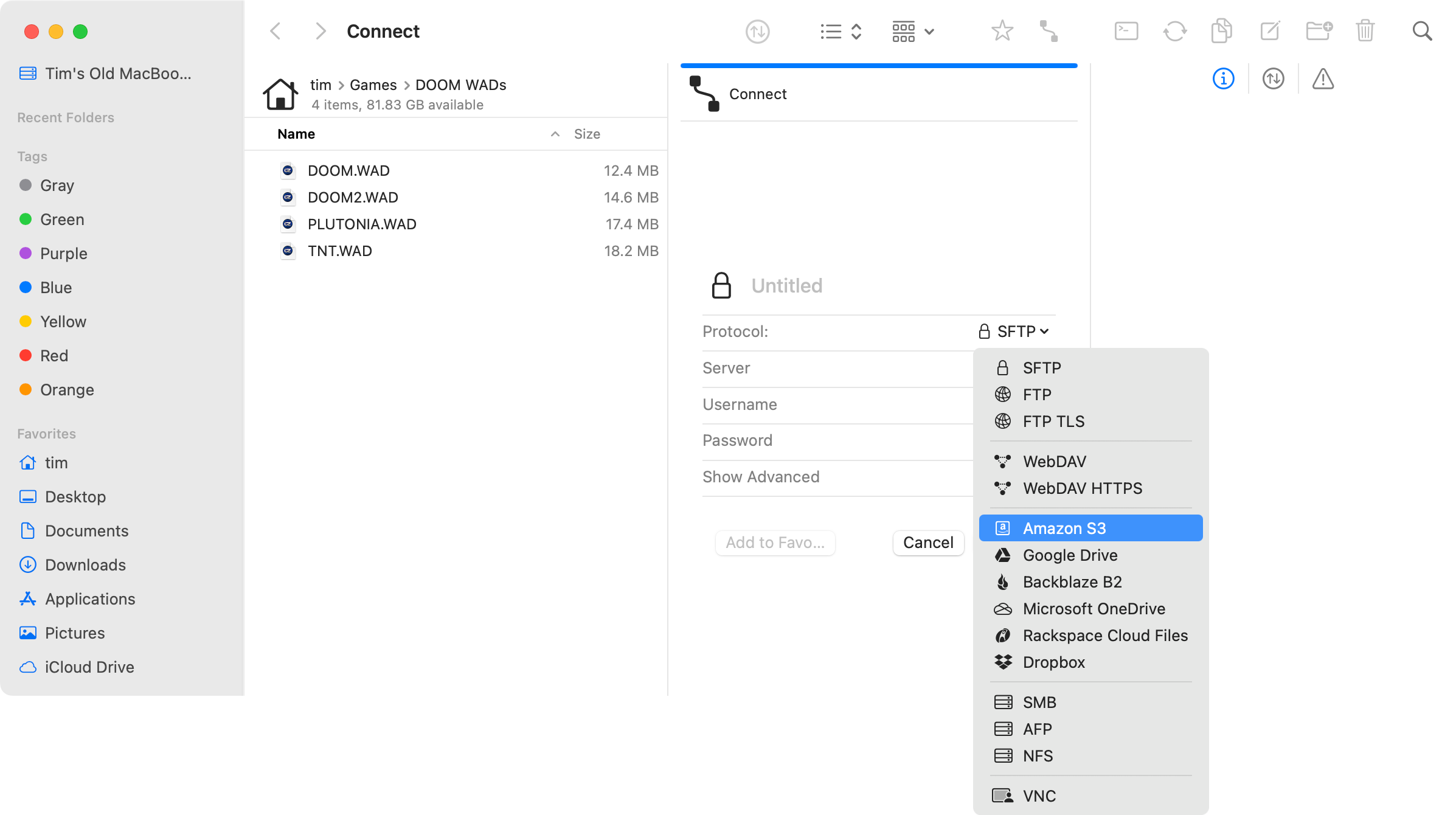 Connecting to a remote server with Forklift.