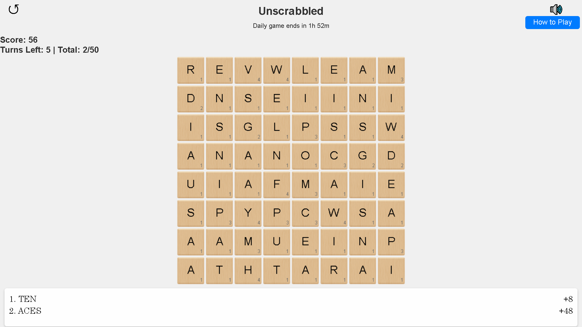 Creating a word the brain teaser game Unscrabbled.