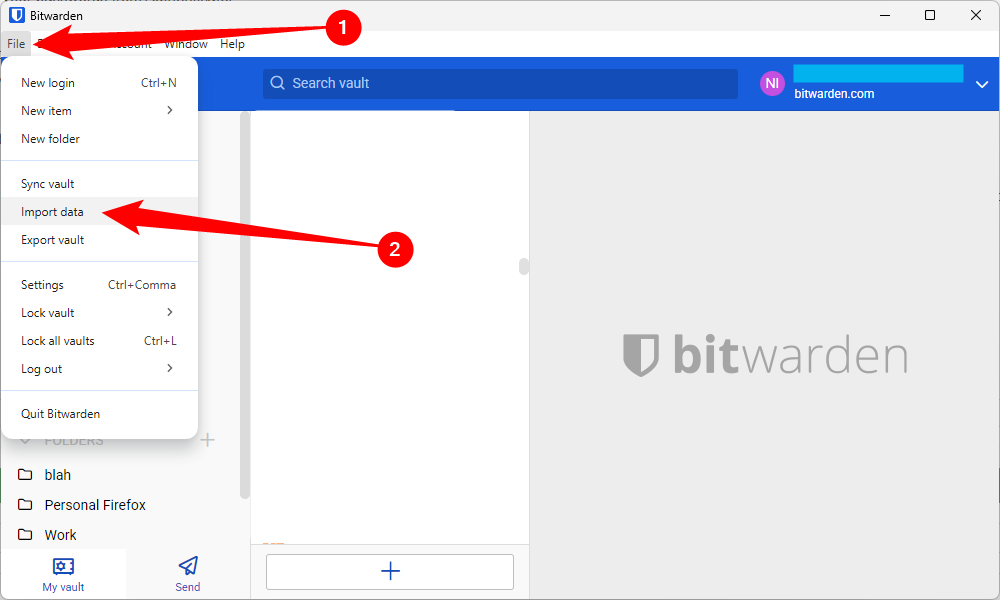 Click "File," then select "Import Data."