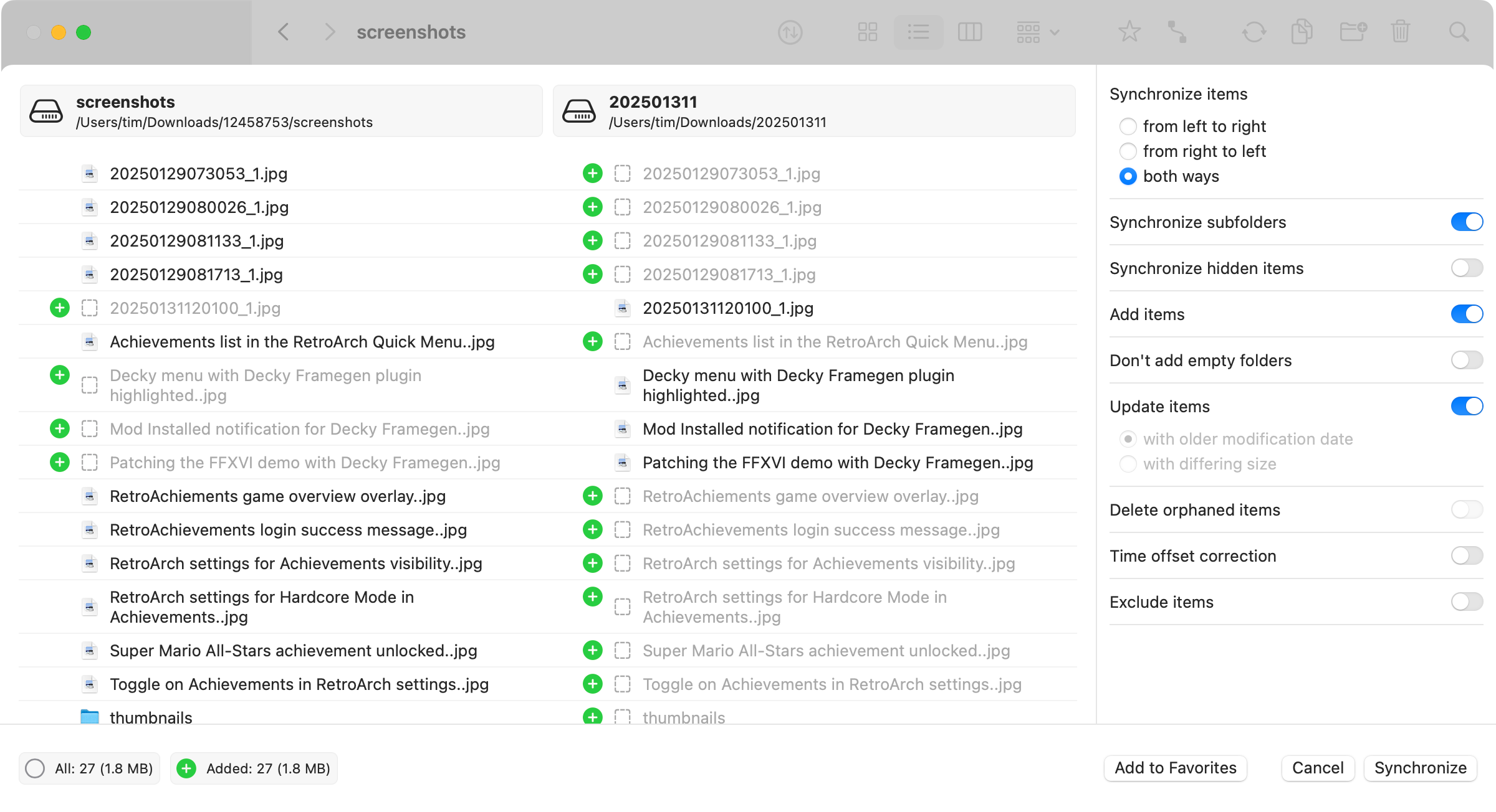 Forklift folder sync tool.