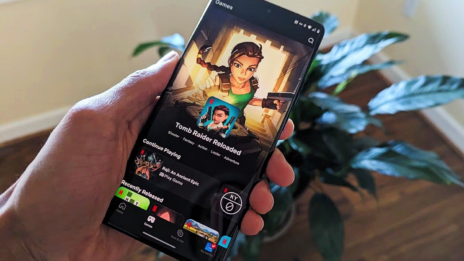 Section des jeux dans l'application Netflix.