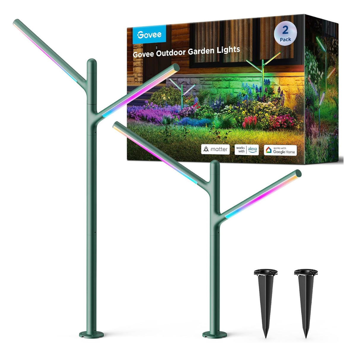 As luzes do jardim do Govee ao ar livre.