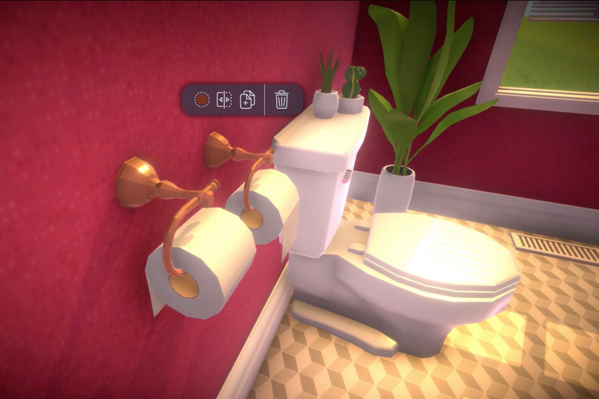 Toilet paper positioned differently in Parallives.