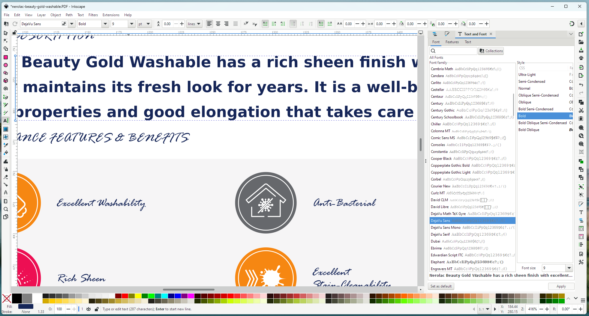 A screenshot showing Inkscape editing a PDF file. 