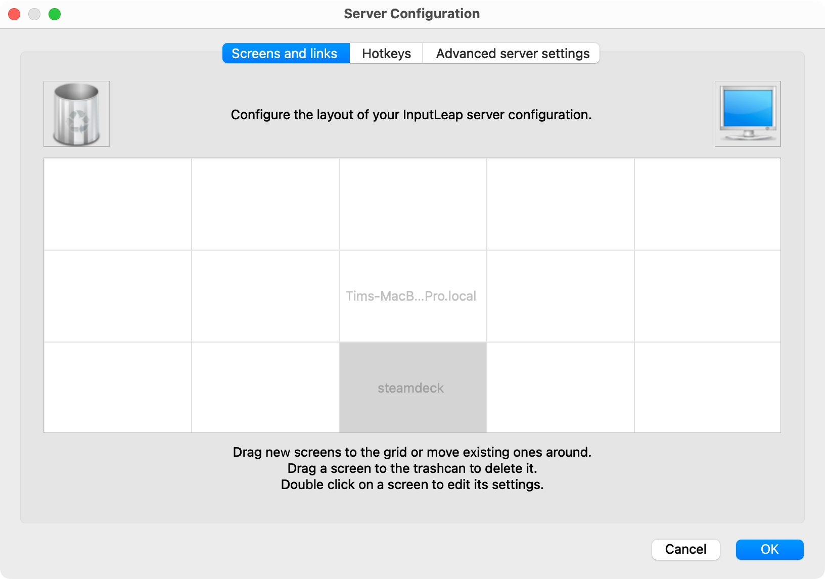 Input Leap screens setup configuration.