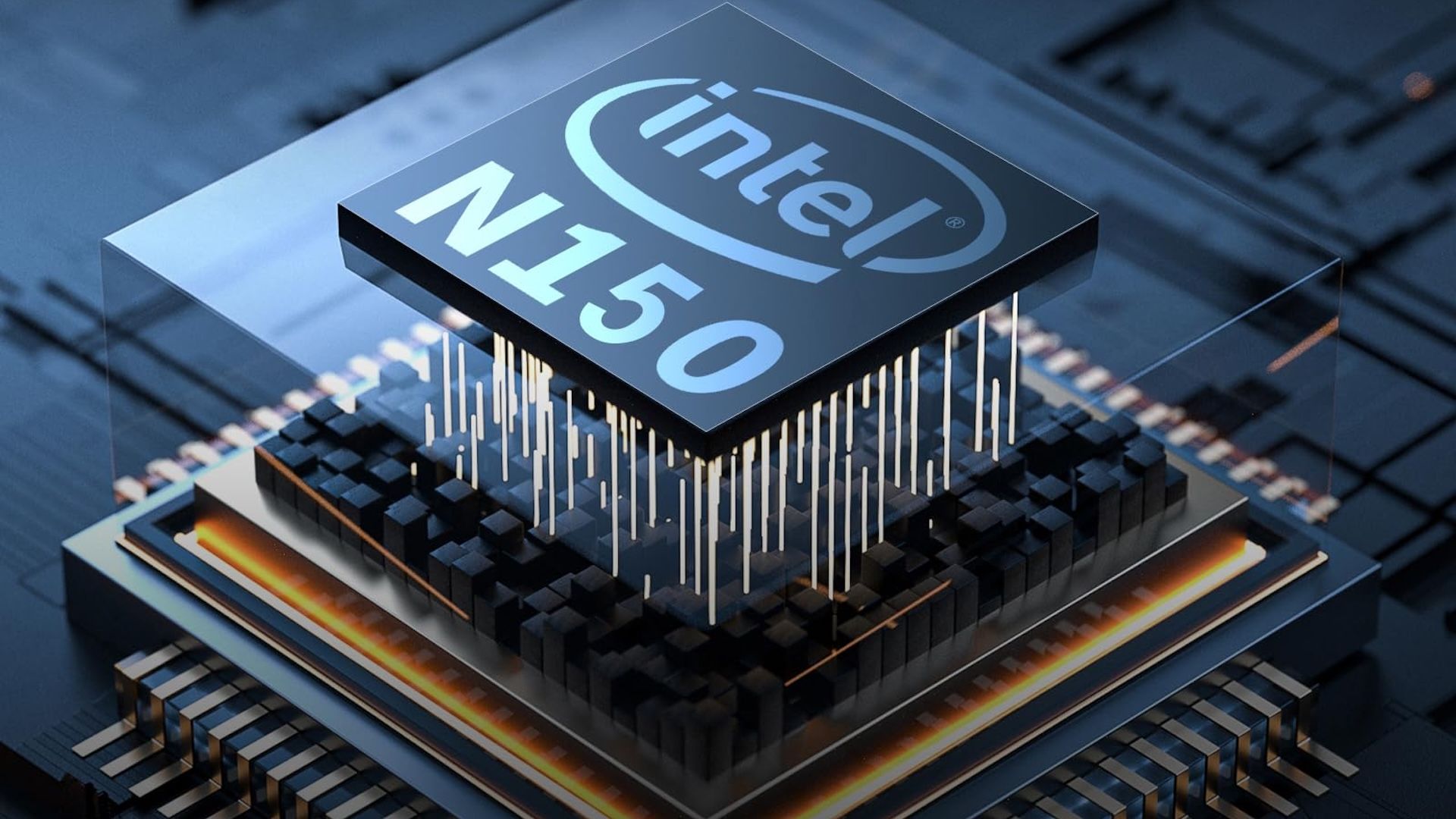 Графическое изображение процессора Intel N150.