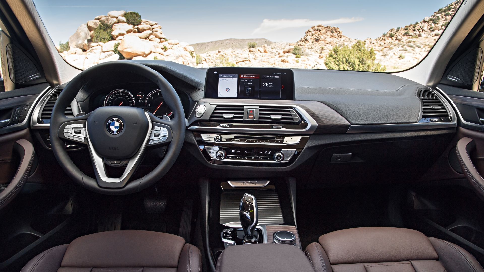 Interior shot of the dashboard in a 2018 BMW X3