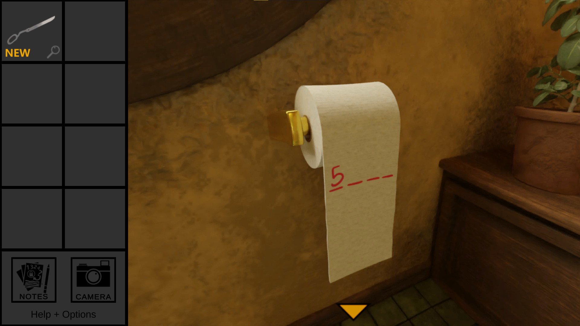 Revelando uma dica em um rolo de papel higiênico em traço.