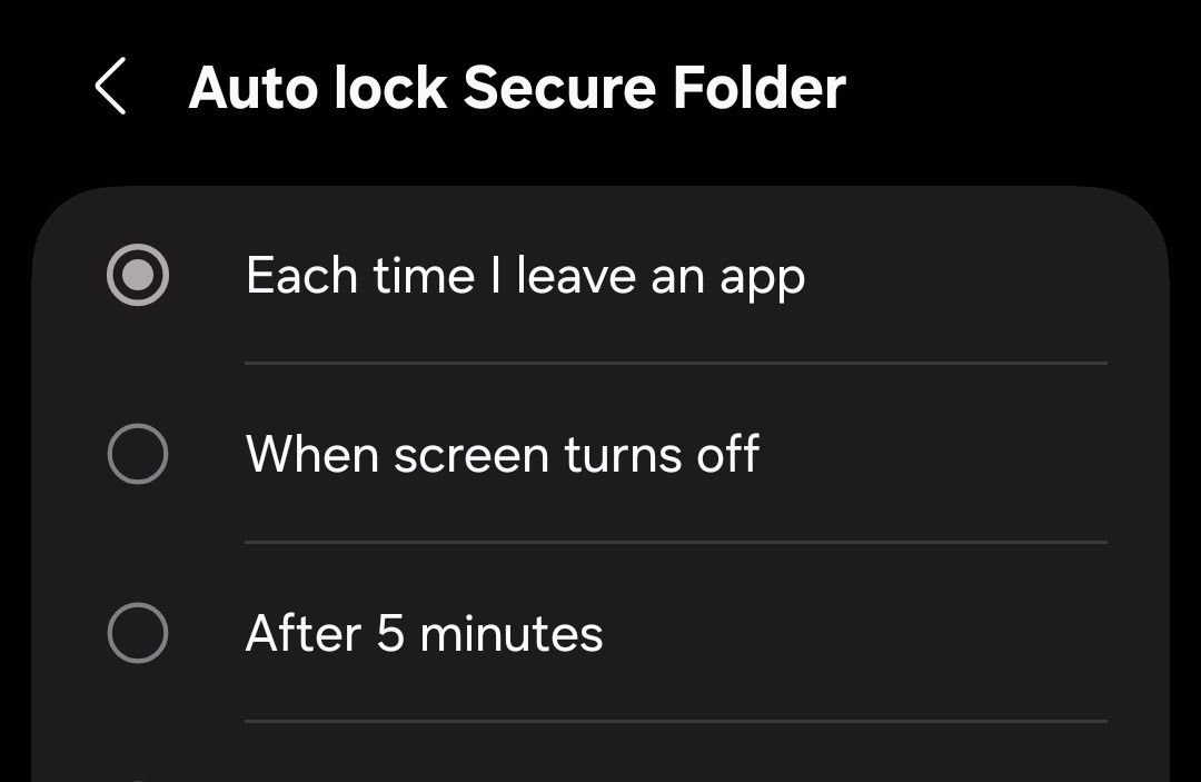 Samsung Secure Folder Auto Lock