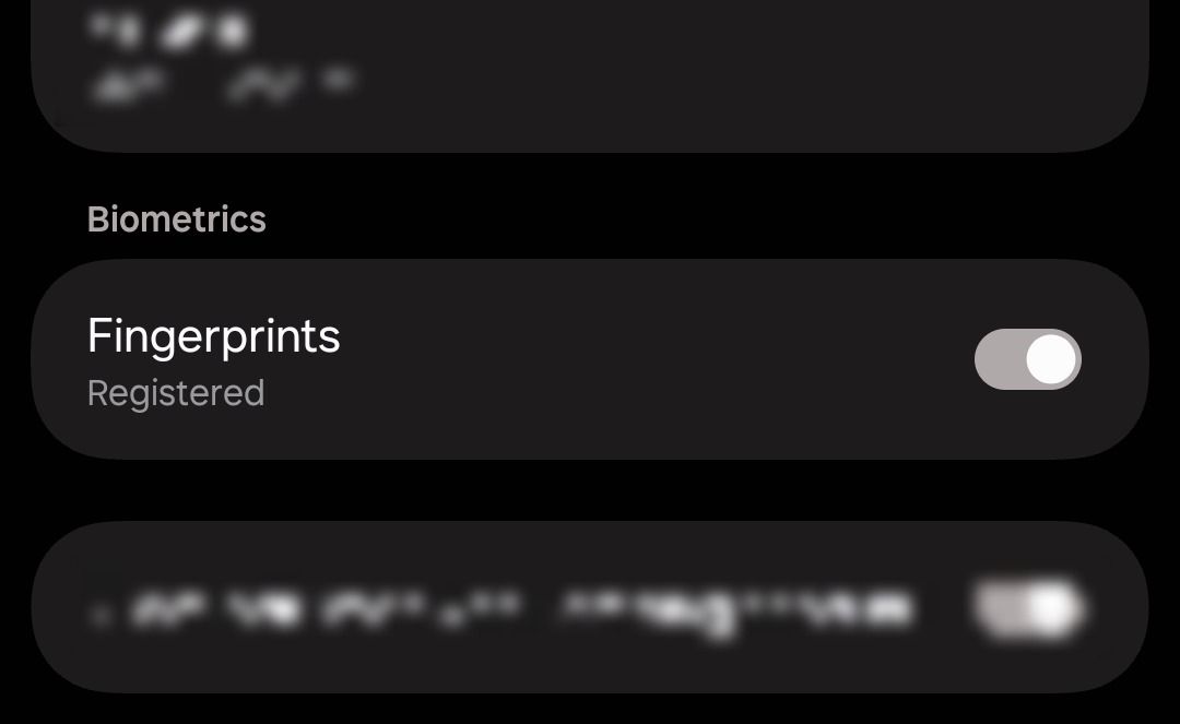 Samsung Secure Folder fingerprint unlock menu