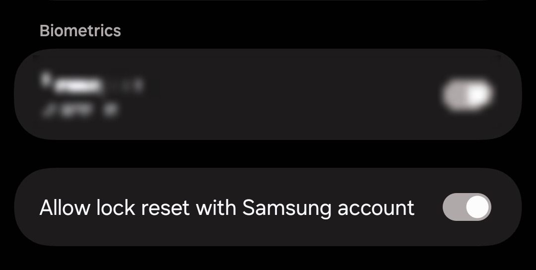 Samsung Secure Folder reset with Samsung account toggle