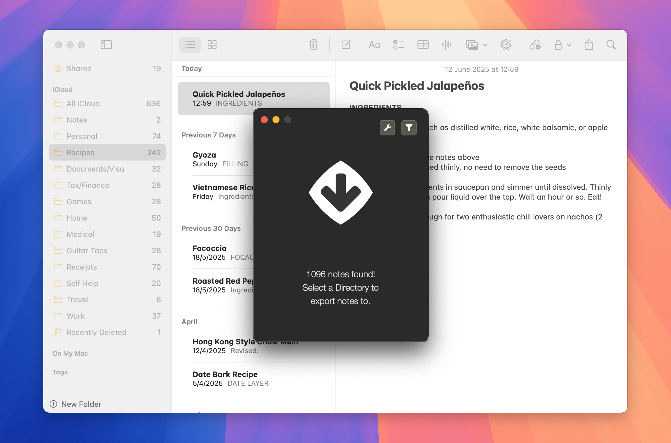 Exportador de notas da Apple.