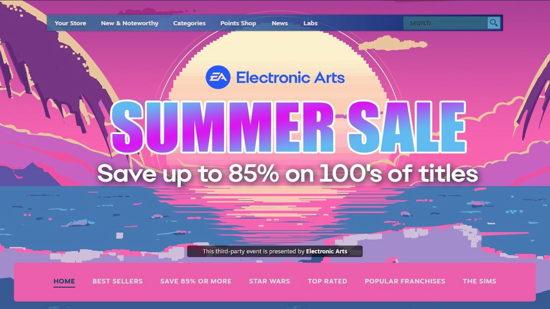A promotional image for Steams 2025 Summer Sale.