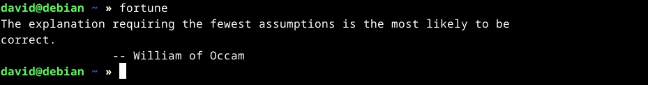 Fortune output in the Linux terminal.