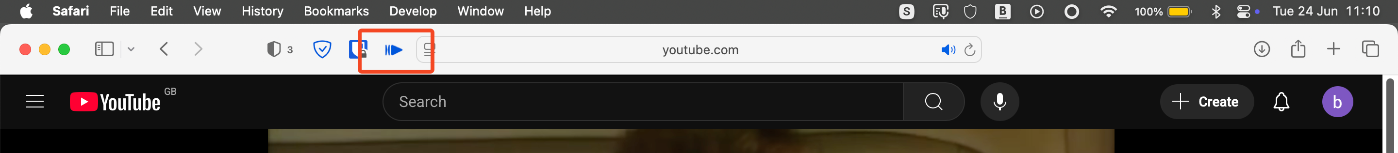 The IINA Safari extension button.