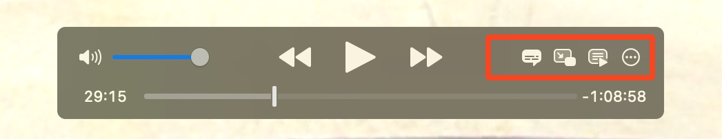 The on screen conroller in IINA.