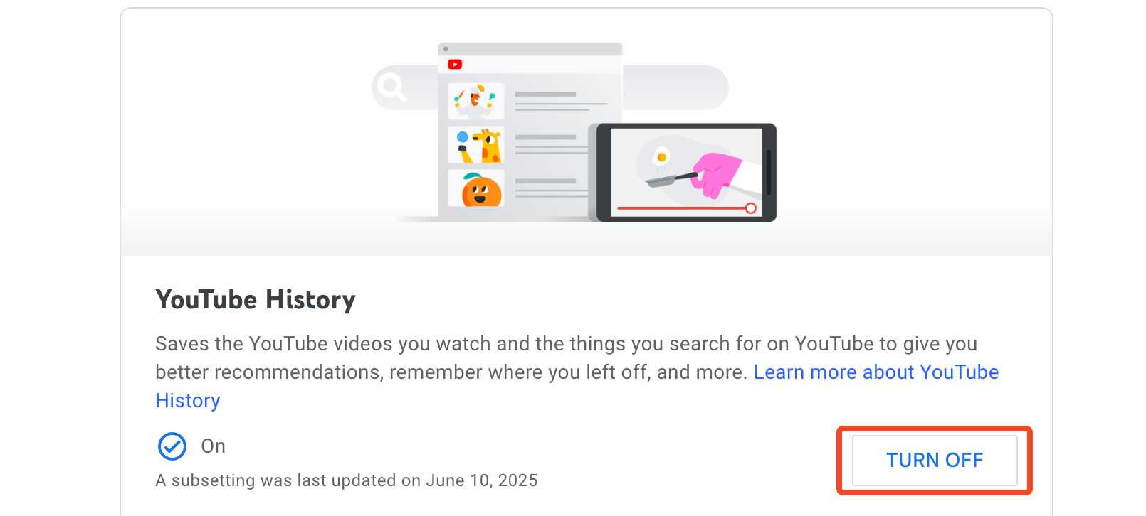 Turn Off Watch History in YouTube.