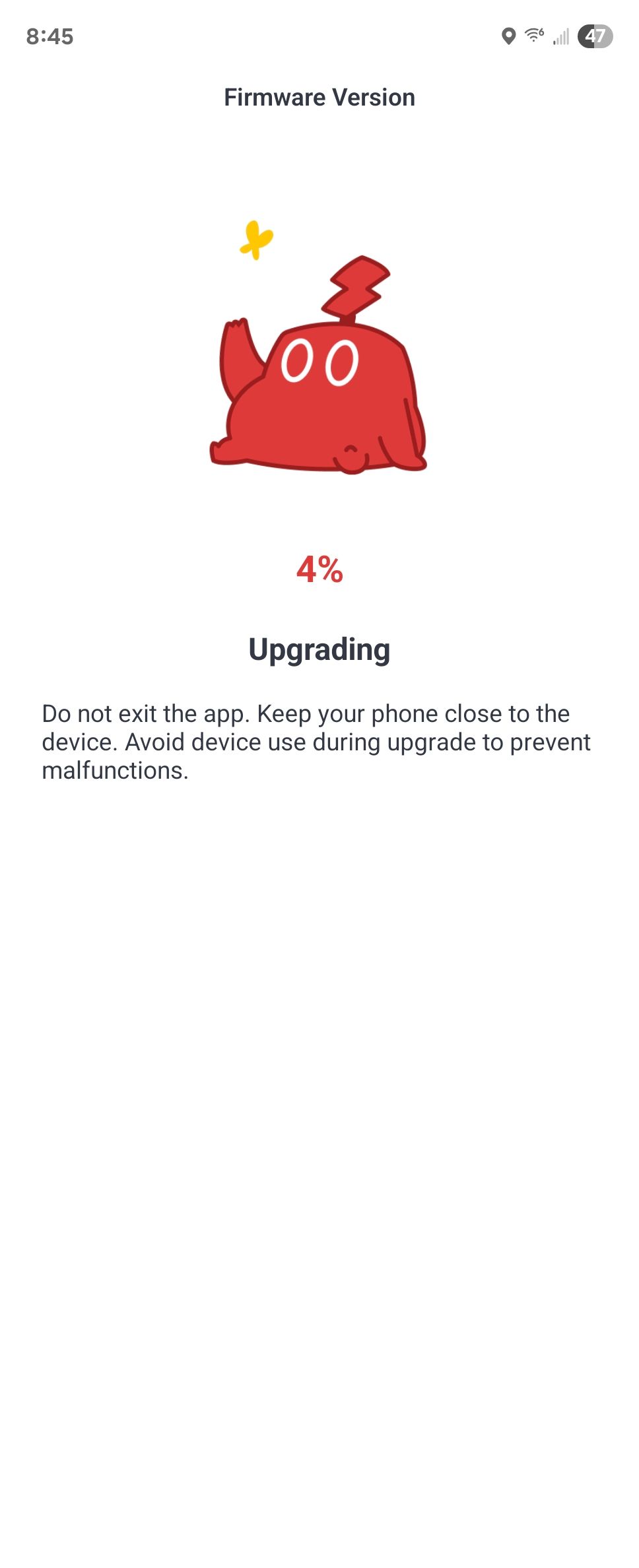 Atualizando um dispositivo Switchbot do aplicativo Android.