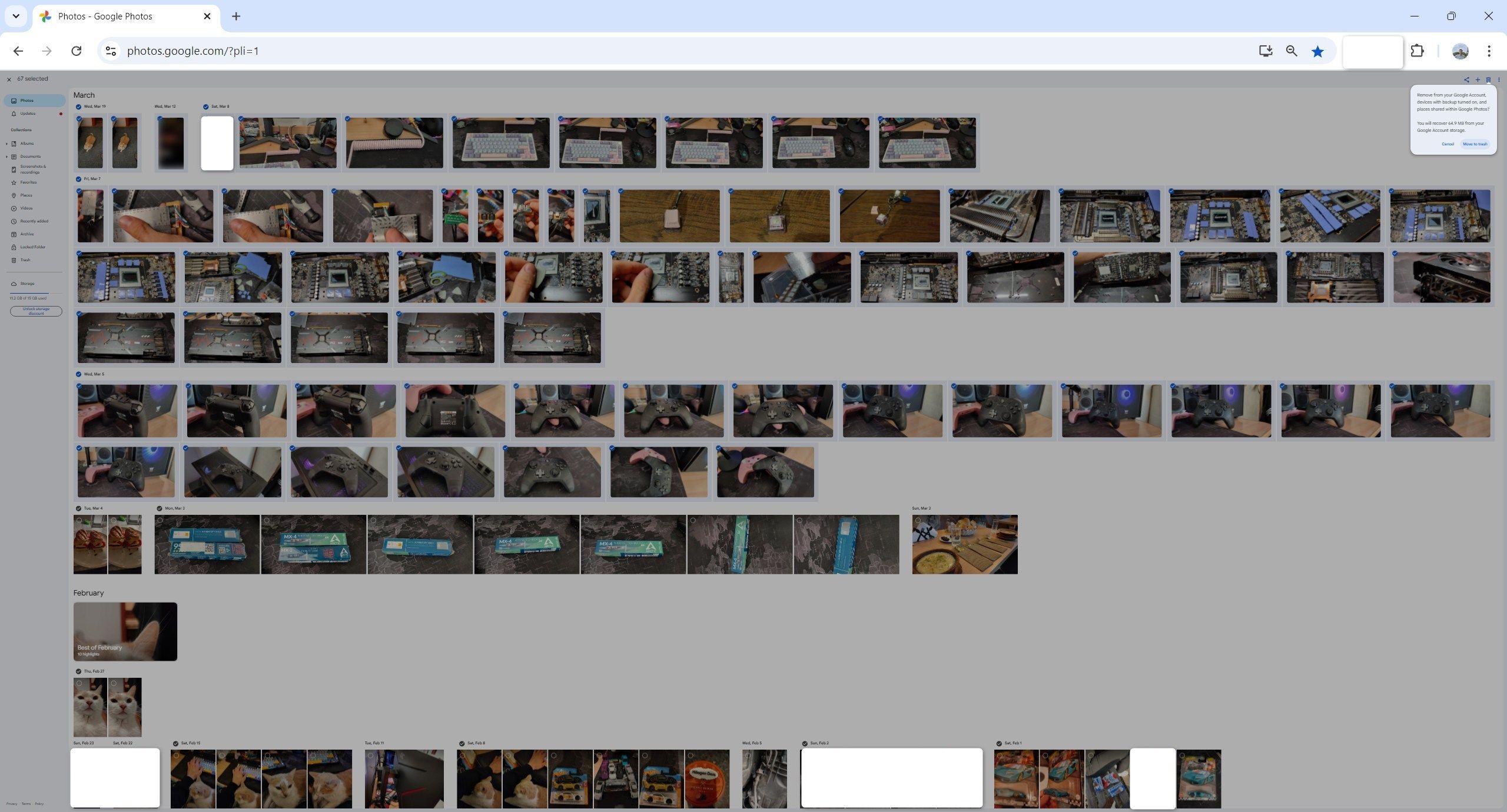 Deleting photos in Google Photos.