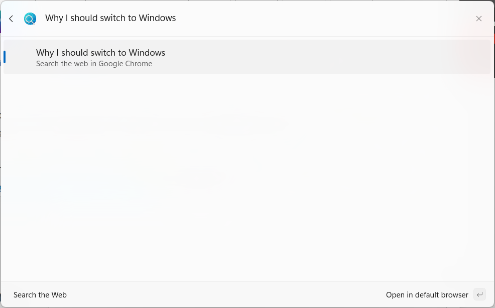 Realizar una búsqueda web en la paleta de comandos en Windows.