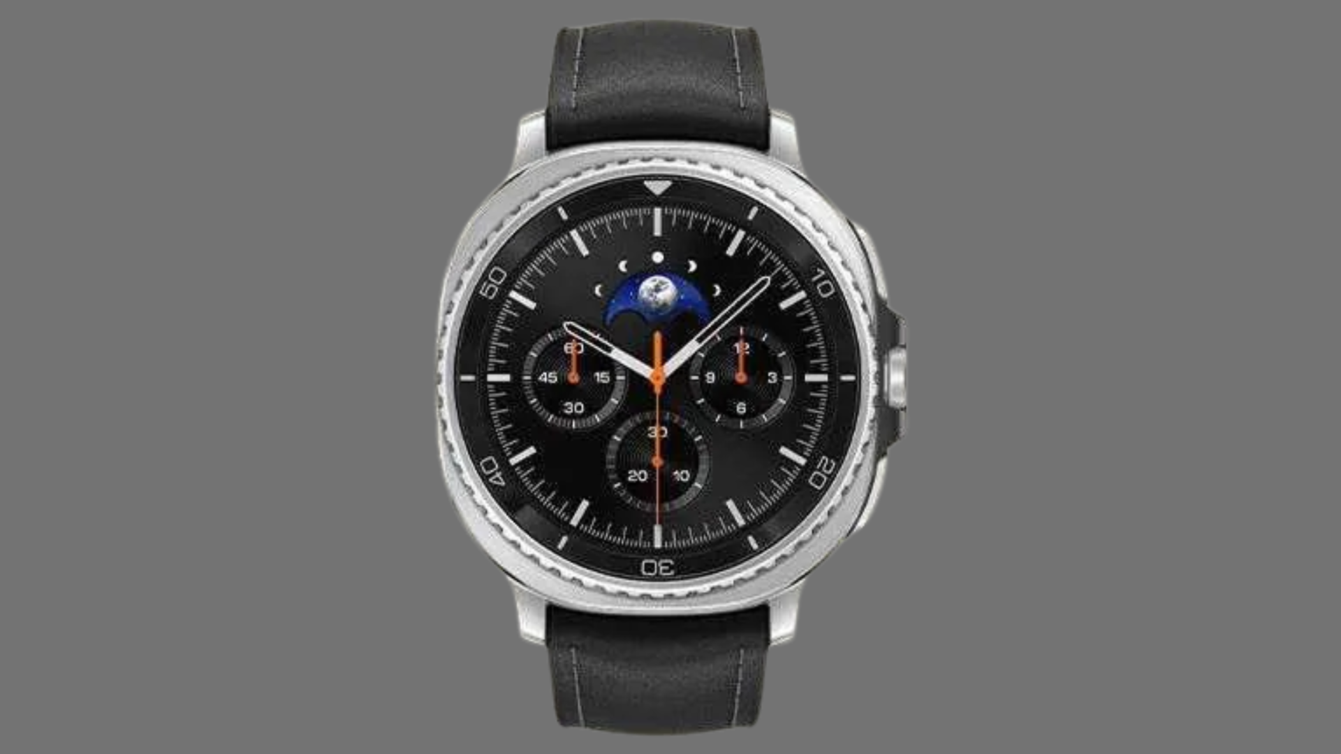 Render de la Galaxy Watch 8 Classic sur un fond gris ordinaire.