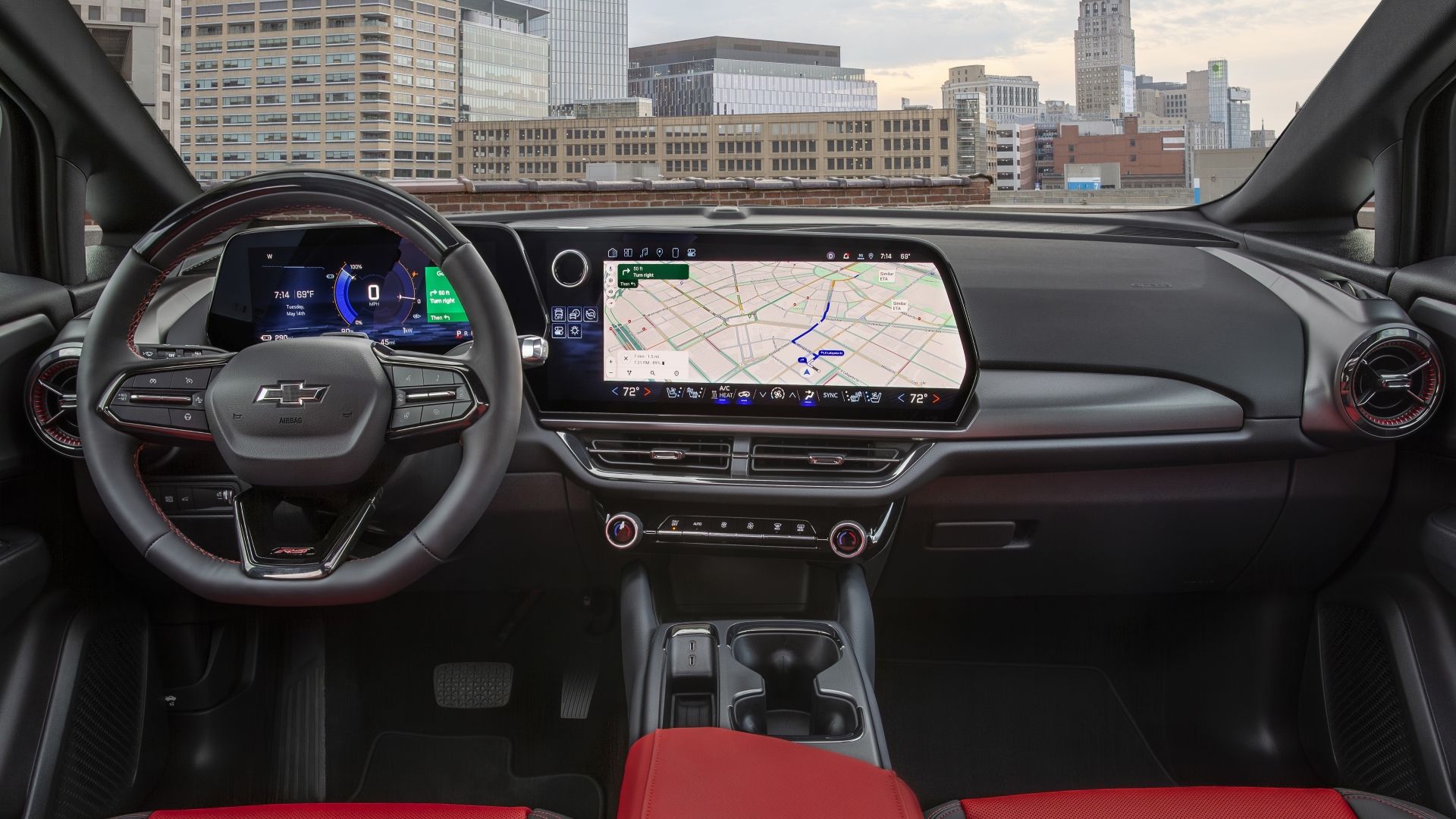 Interior shot of the dashboard in a 2025 Chevrolet Equinox EV