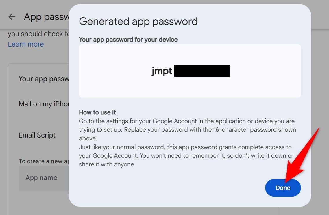 "Do" highlighted on the "Password of the generated application" window.