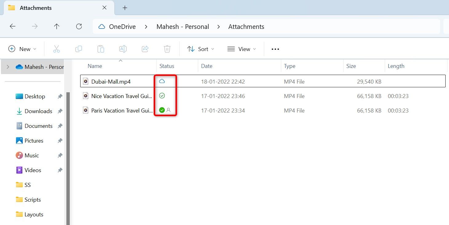 Multiple file status icons highlighted in OneDrive.
