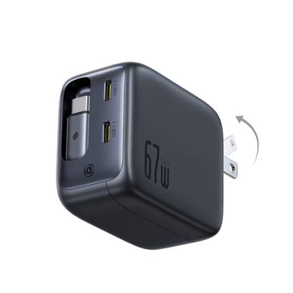 Baseus EnerCore CJ11 Fast Charger with Retractable USB-C Cable 67W.