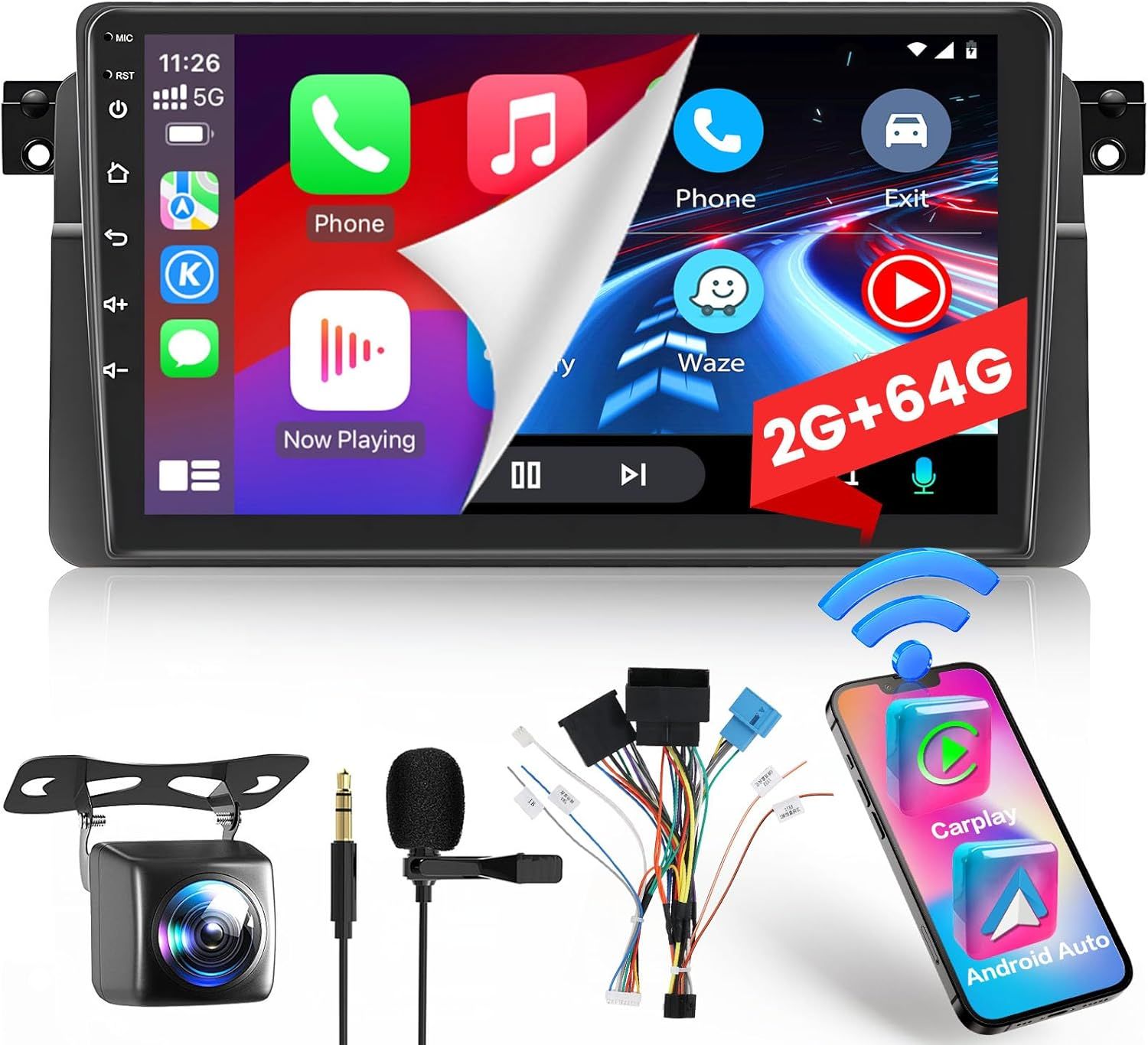 Hikity 2+64GB Android Head Unit for BMW E46.