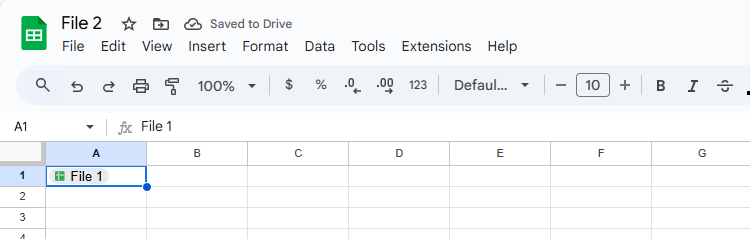 Ярлык-ссылка на другой файл Google Sheets.